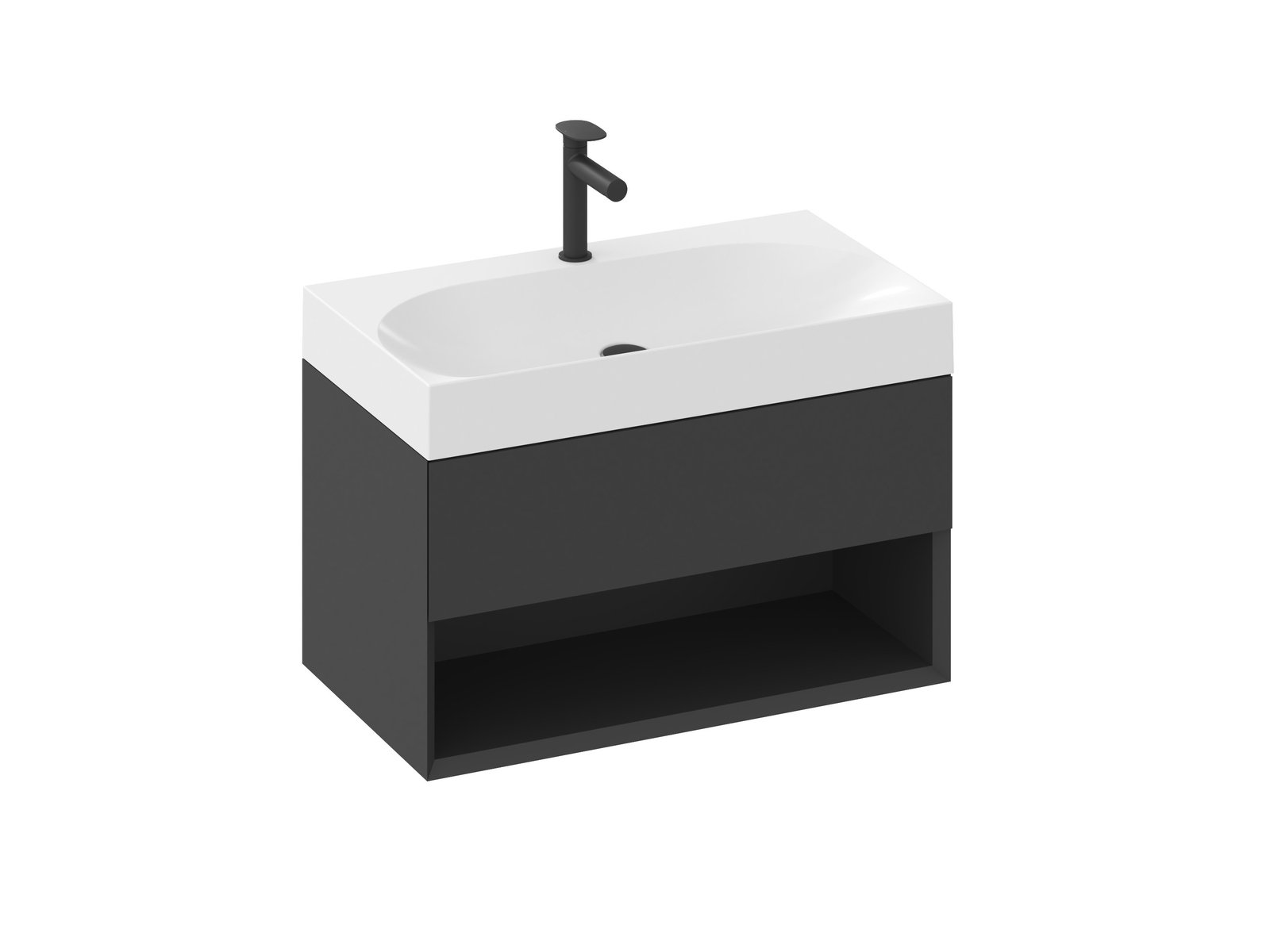 Ravak Lite Kabinett 80x45x43 cm Unterschrank hängend schwarz X000001862