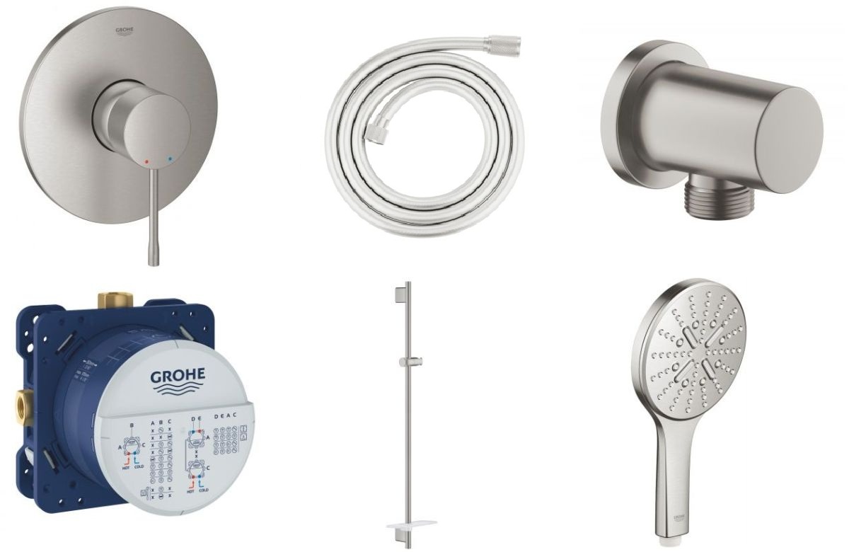 Set Duschbatterie Grohe Essence 24057DC1, Duschstange Grohe Rainshower 26603DC0, 26574DC0, 27057DC0, 35600000, 28388DC1