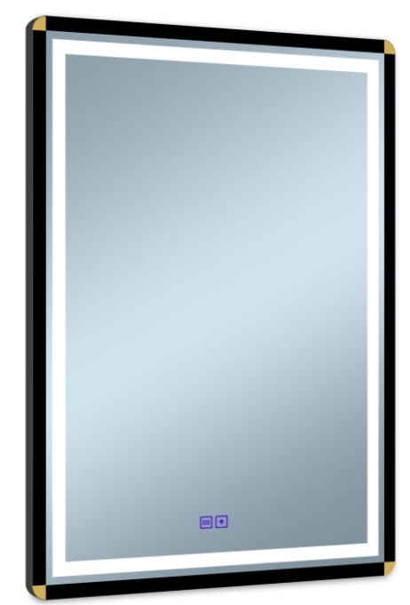 Venti Duo Spiegel 60x80 cm rechteckig mit Beleuchtung mit Spiegelheizung schwarz-gold 5905951180410