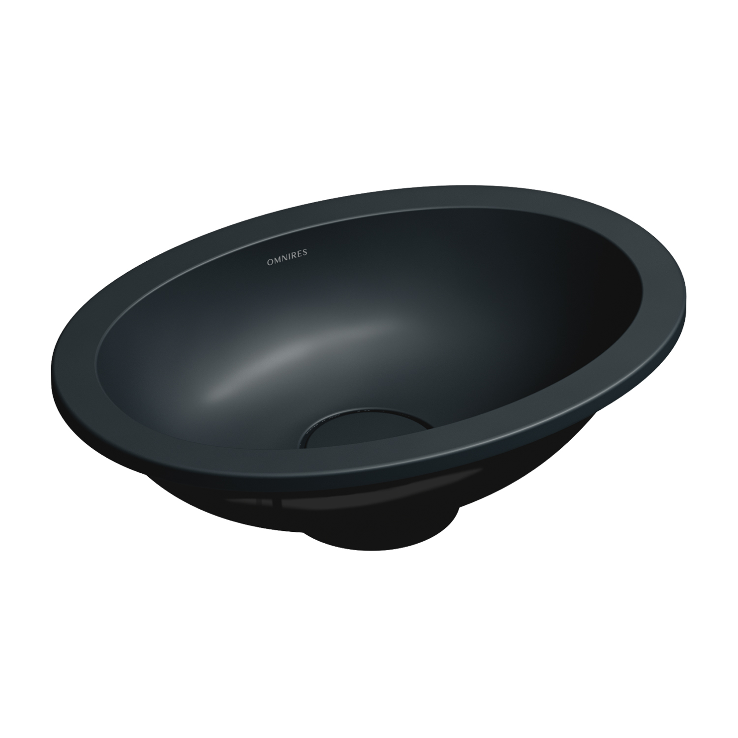 Omnires Shell M+ Waschbecken 38x25 cm oval Unterbauwaschbecken schwarz SHELL380UPBLV