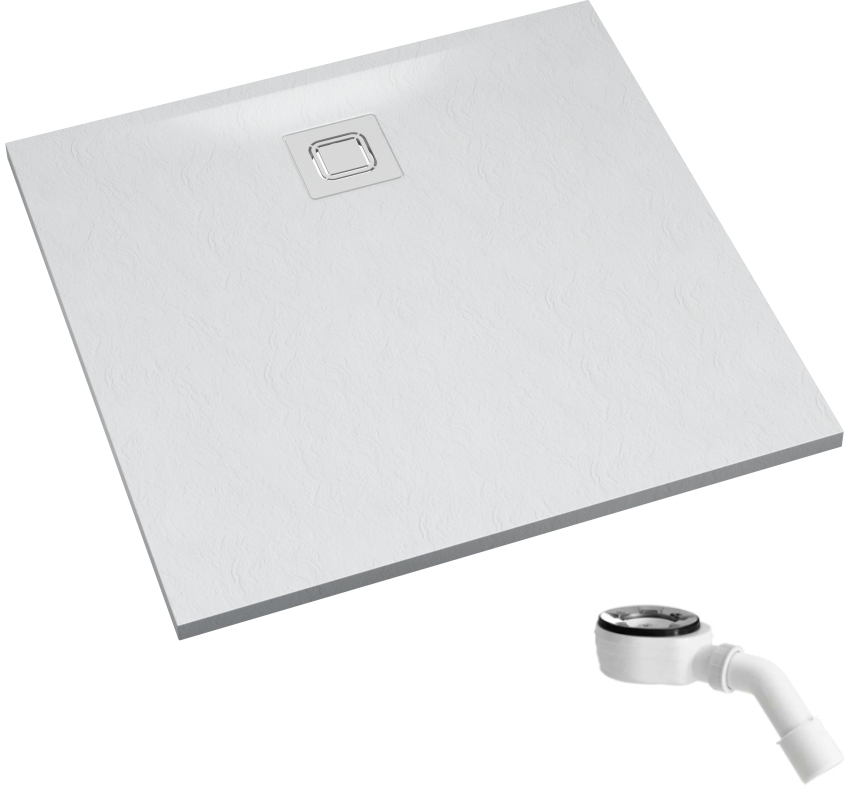 Schedpol Majestic White Stone Piatto doccia quadrato con sifone 80x80 cm weiß 3.3500/B/ST-M6/B