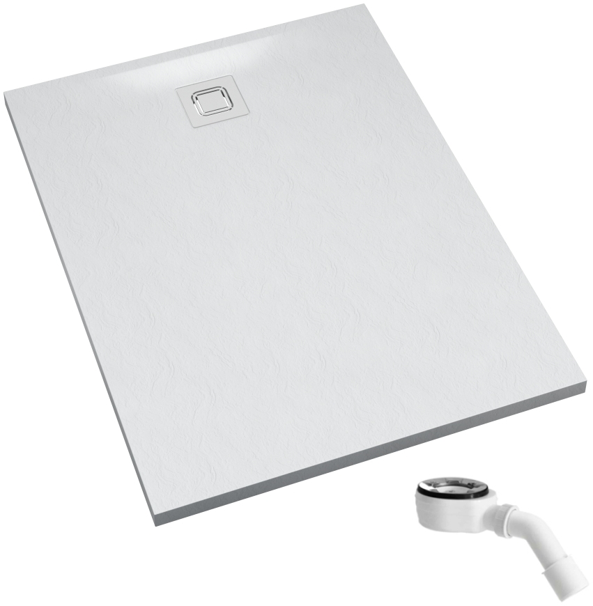 Schedpol Majestic White Stone Rechteckige Duschwanne mit Siphon 120x90 cm weiß 3.3517/B/ST-M6/B