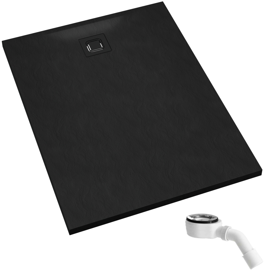 Schedpol Majestic Black Stone Rechteckige Duschwanne mit Siphon 120x90 cm schwarz 3.3517/C/ST-M6/C