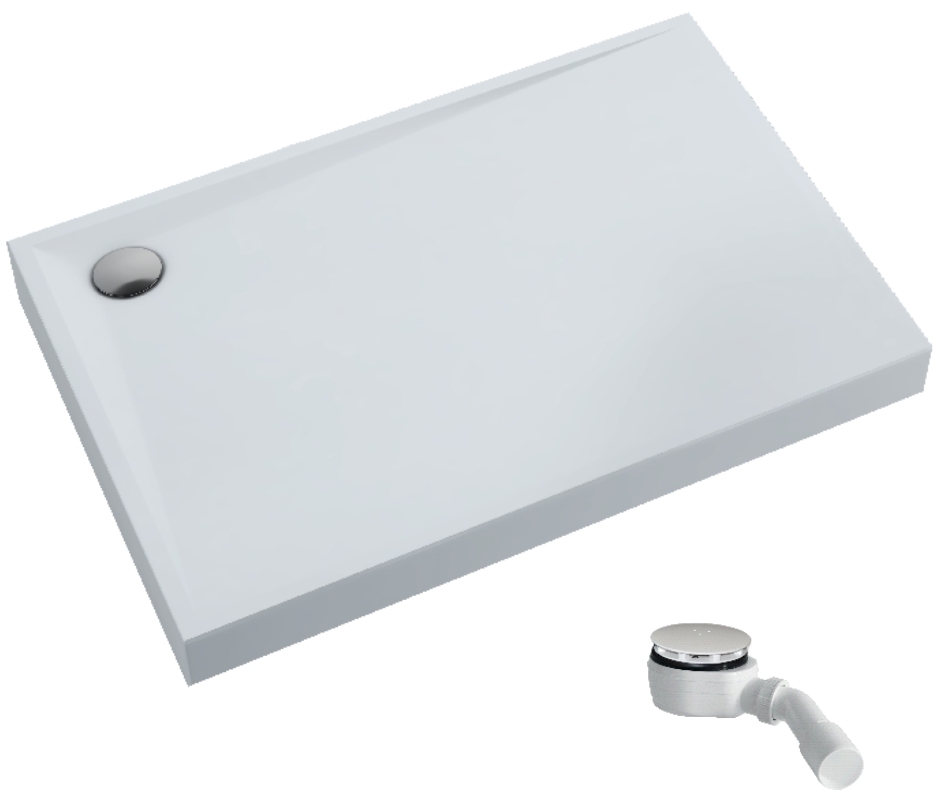 Schedpol Solido Rechteckige Duschwanne mit Siphon 100x80 cm weiß 3.1465