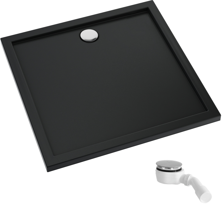 Schedpol Caspar New Black Matt Piatto doccia quadrato con sifone 80x80 cm schwarz 3.2830/C/MG