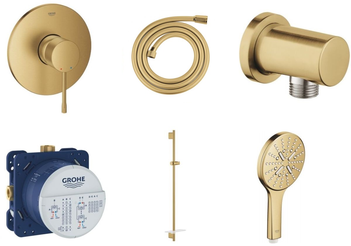 Set Duschbatterie Grohe Essence 24057GN1, Duschstange Grohe Rainshower 26603GN0, 26574GN0, 27057GN0, 35600000, 28388GL1