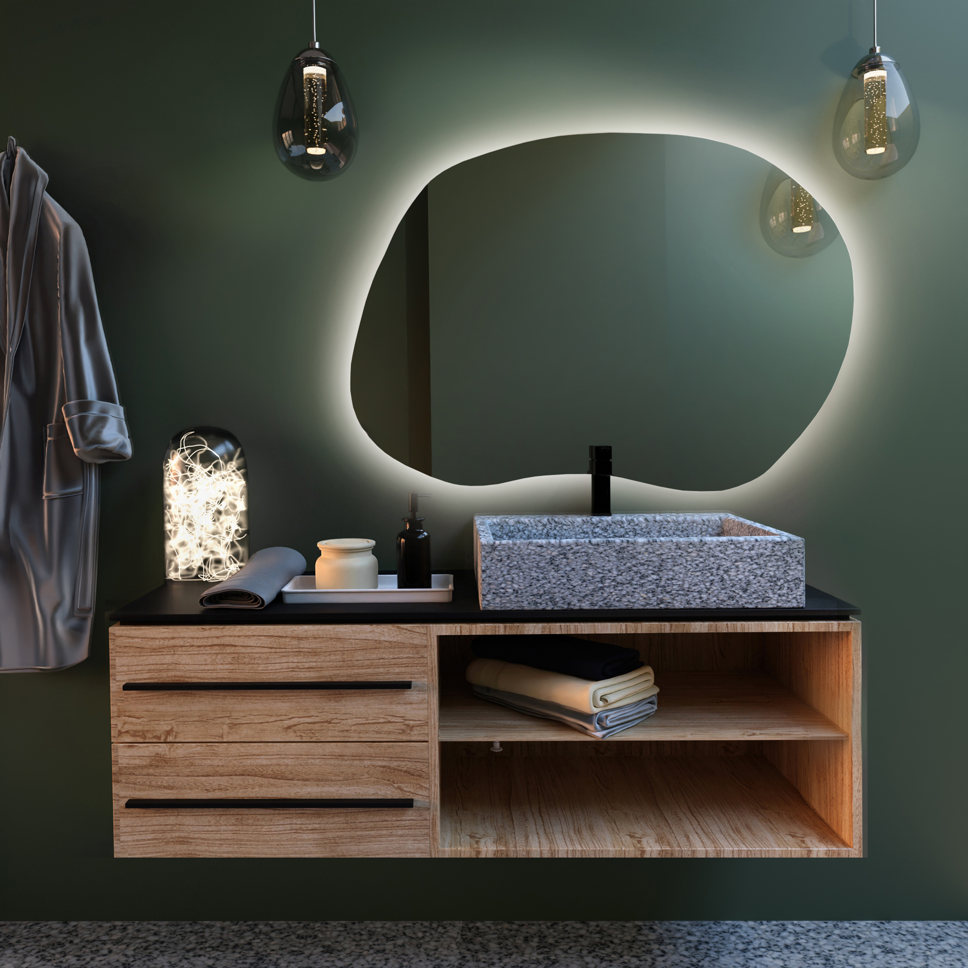 Baltica Design Bright Stain II Spiegel 90x64 cm mit Beleuchtung 5904107914220