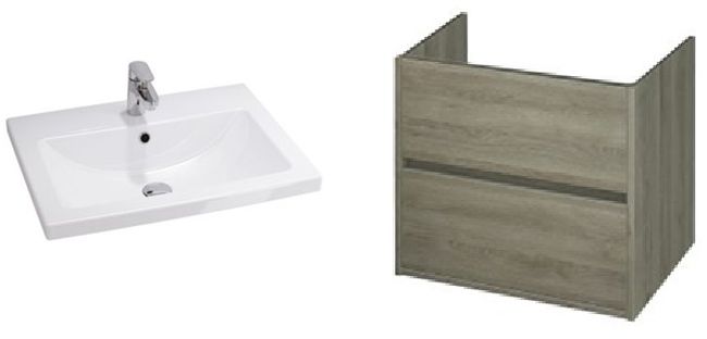 Set Kabinett Cersanit Creya S598-032, Waschbecken Cersanit Como K32-003-BOX