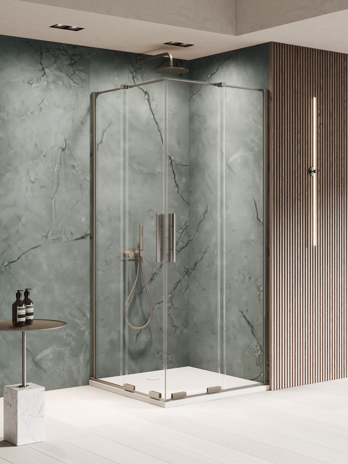 New Trendy Smart Gunmetal Brushed Dusche 90x90 cm quadratisch gunmetal gebürstet/durchsichtiges Glas EXK-7914