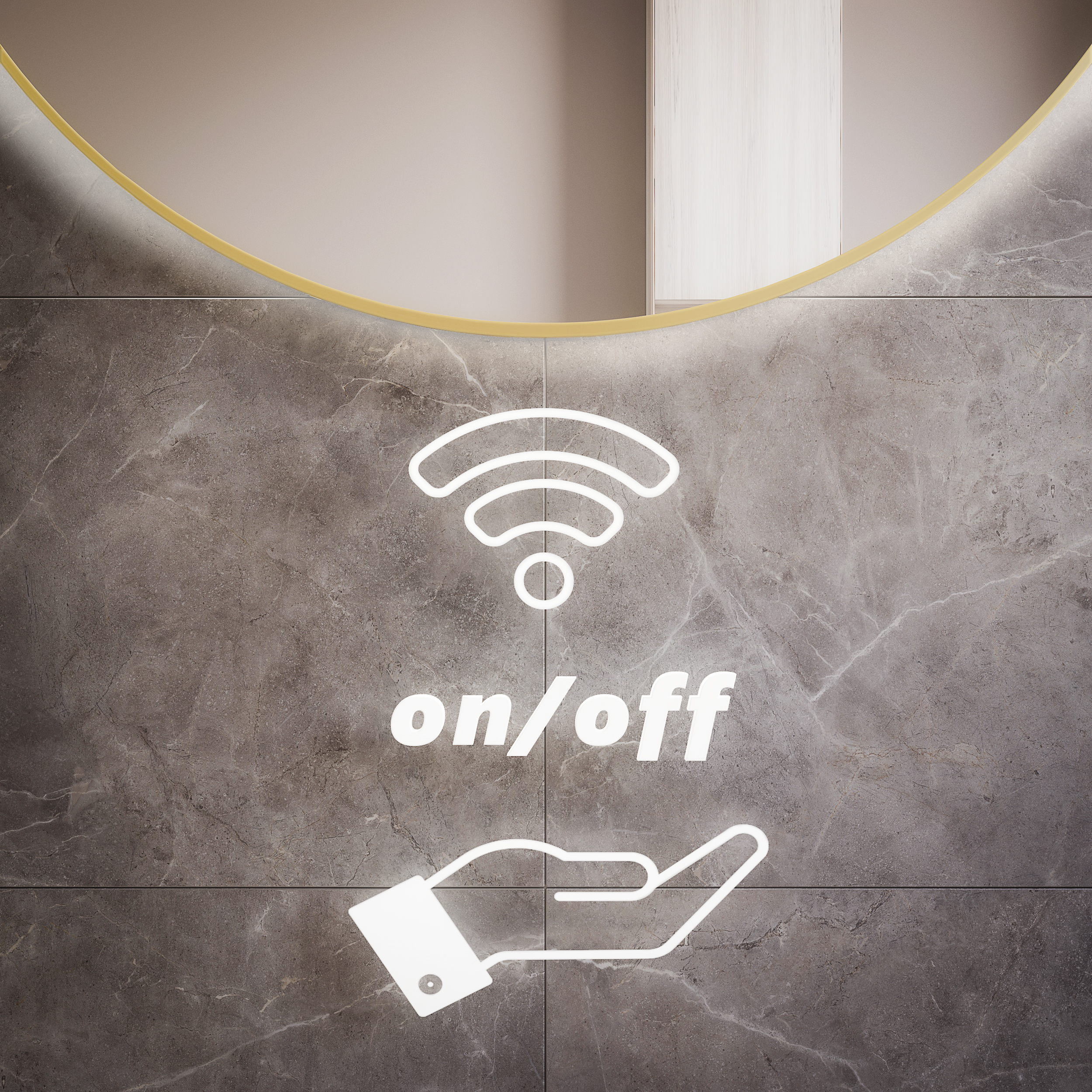 Baltica Design Tiny Border Bright Spiegel 70x70 cm rund mit Beleuchtung mit Spiegelheizung schwarz 5904107912080