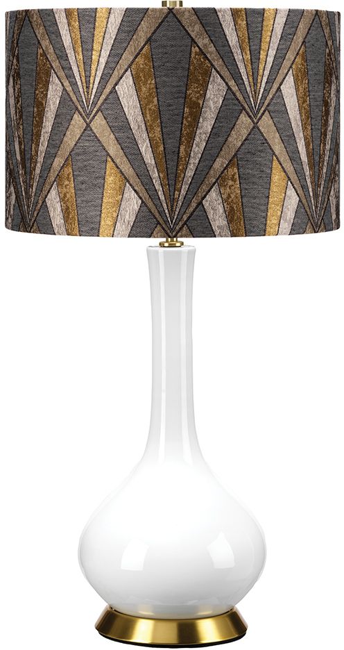 Elstead Lighting Milo Tischlampe 1x60 W weiß-messing-grau-braun-gelb MILO-AB-TL-VOGPB