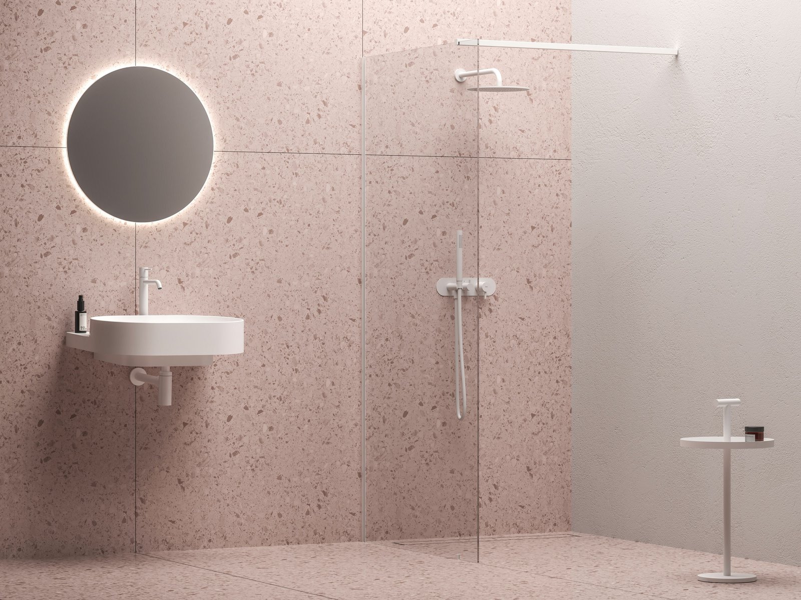 Ravak Walk-In Wall Begehbare Duschwand 100 cm weiß Matte/durchsichtiges Glas GW9WA0E0SZ1