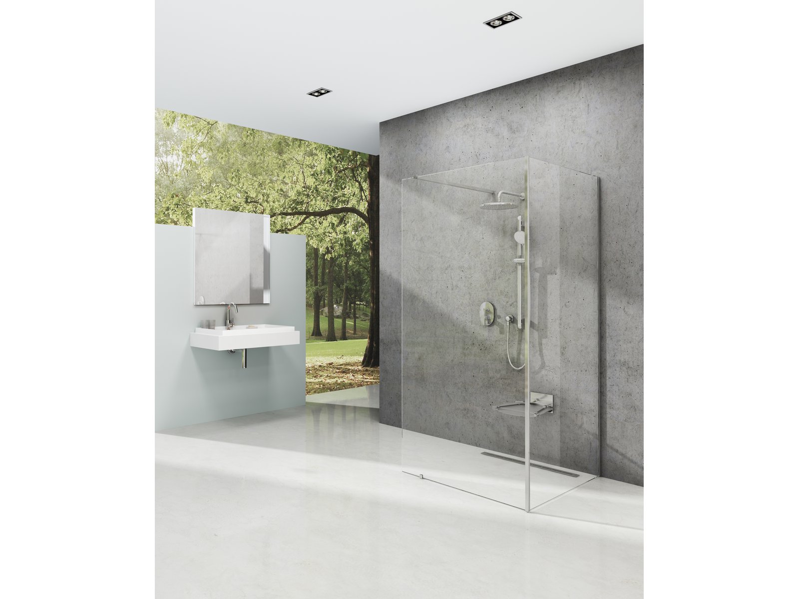 Ravak Walk-In Corner Eine Reihe von Wänden 110 cm chrom Glanz/durchsichtiges Glas GW1CD4C0SZ1