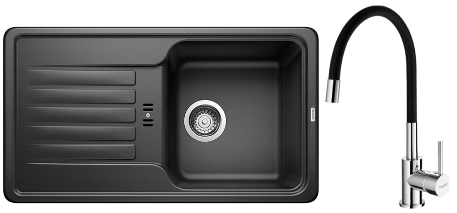 Set Granitspüle Blanco Favos Mini 526078, Küchenarmatur Hagser Emma HGR30000035