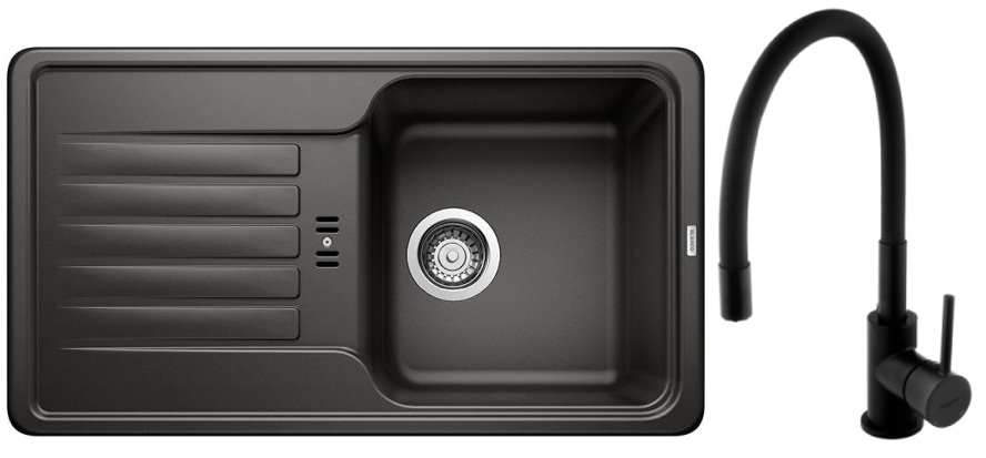 Set Granitspüle Blanco Favos Mini 526078, Küchenarmatur Hagser Emma HGR70000035