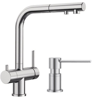 Set Küchenarmatur Blanco Fontas-S II 525199, Flüssigkeitsspender Blanco Lato 525809