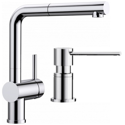 Set Küchenarmatur Blanco Linus-S 512402, Flüssigkeitsspender Blanco Lato 525808