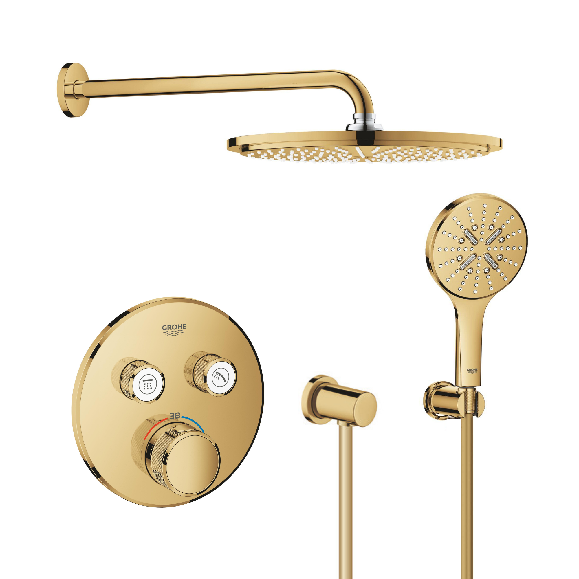 Set Kopfbrause Grohe Rainshower 26066GL0, Badewannen- und Duscharmatur Grohe Grohtherm SmartControl 29119GL0, 26574GL0, 27057GL0, 27074GL0, 28362GL1