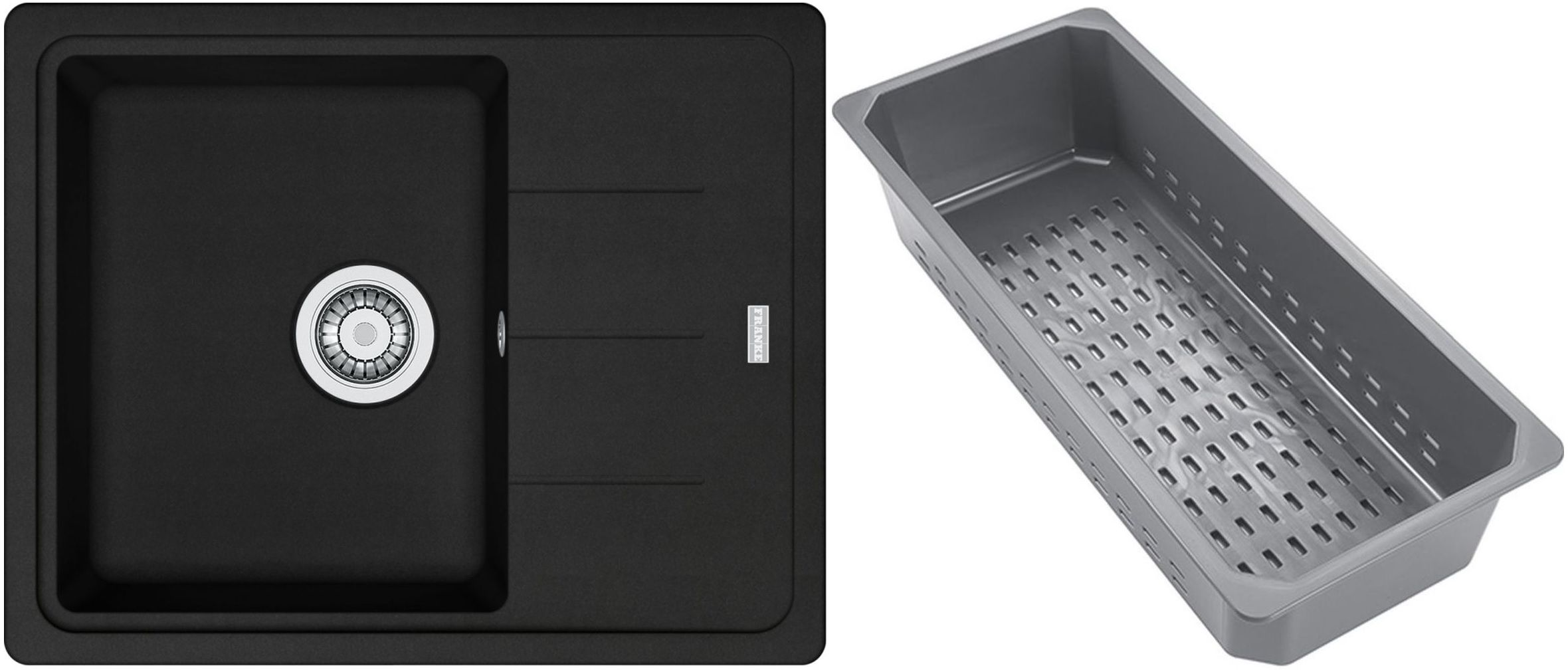 Franke Basis Granitspüle mit Abtropfeinsatz 62x50 cm schwarz 114.0741.958