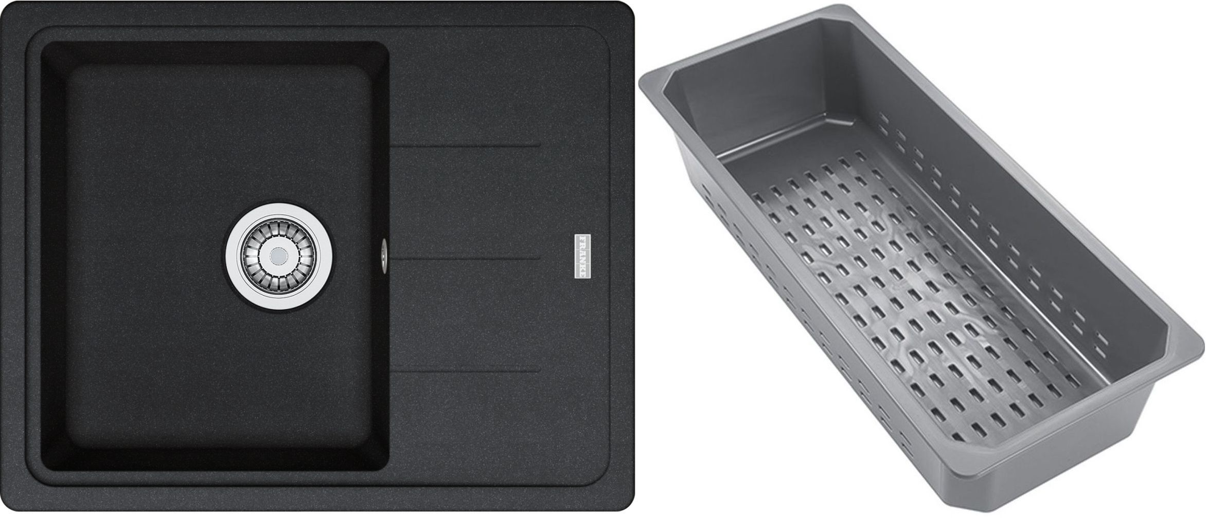 Franke Basis Granitspüle mit Abtropfeinsatz 62x50 cm grau/graphit/onyx 114.0741.957