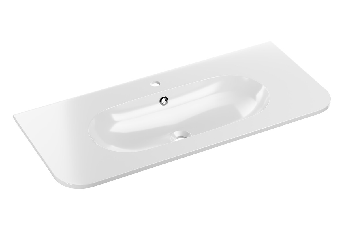 Comad Pure Waschbecken 100x46 cm halbrund Möbel weiß PURE WHITE GLOSS UM 100-46