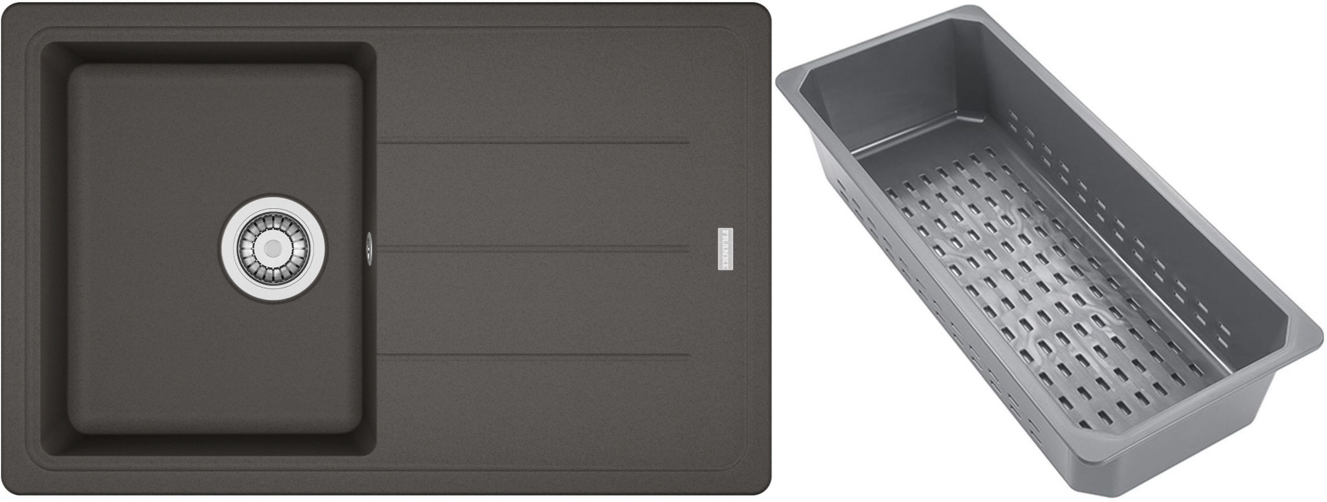Franke Basis Granitspüle mit Abtropfeinsatz 78x50 cm grau/graphit/onyx 114.0741.961