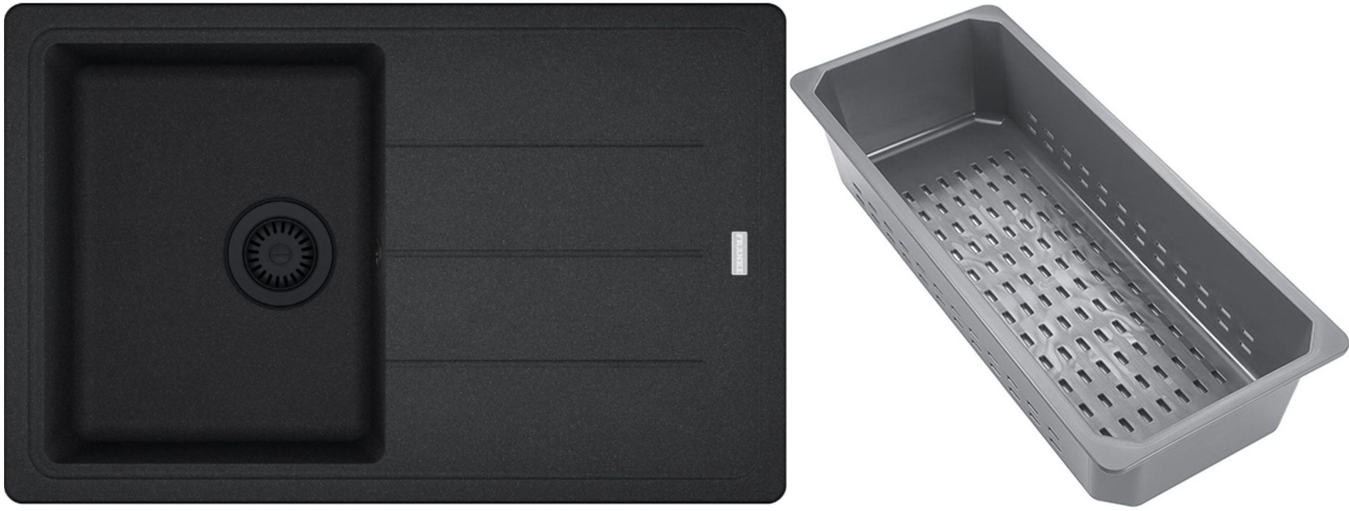 Franke Basis Granitspüle mit Abtropfeinsatz 78x50 cm grau/graphit/onyx 114.0743.084