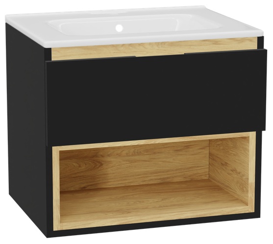 Set Schrankkorpus Excellent Tuto 2.0 MLEX.2171.600.BKBL, Waschbecken Excellent Pik CEEX.6517.600.WH, MLEX.2151.600.01.BK