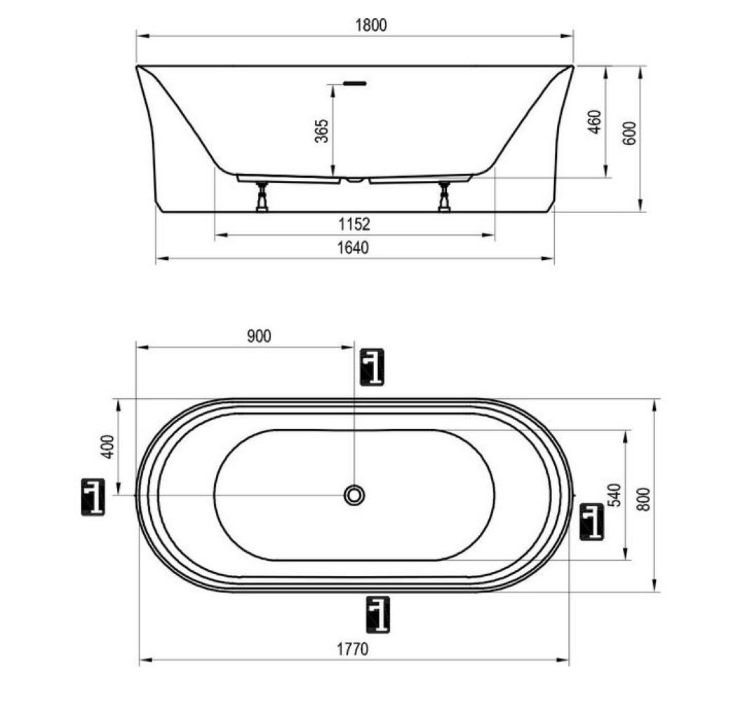 Ravak Ypsilon Freistehende Badewanne 180x80 cm zweifarbig XC00100085