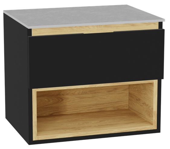 Set Schrankkorpus Excellent Tuto 2.0 MLEX.2171.600.BKBL, Naphtha-Arbeitsplatte Excellent Tuto 2.0 MLEX.2116.600.SJ, MLEX.2151.600.01.BK