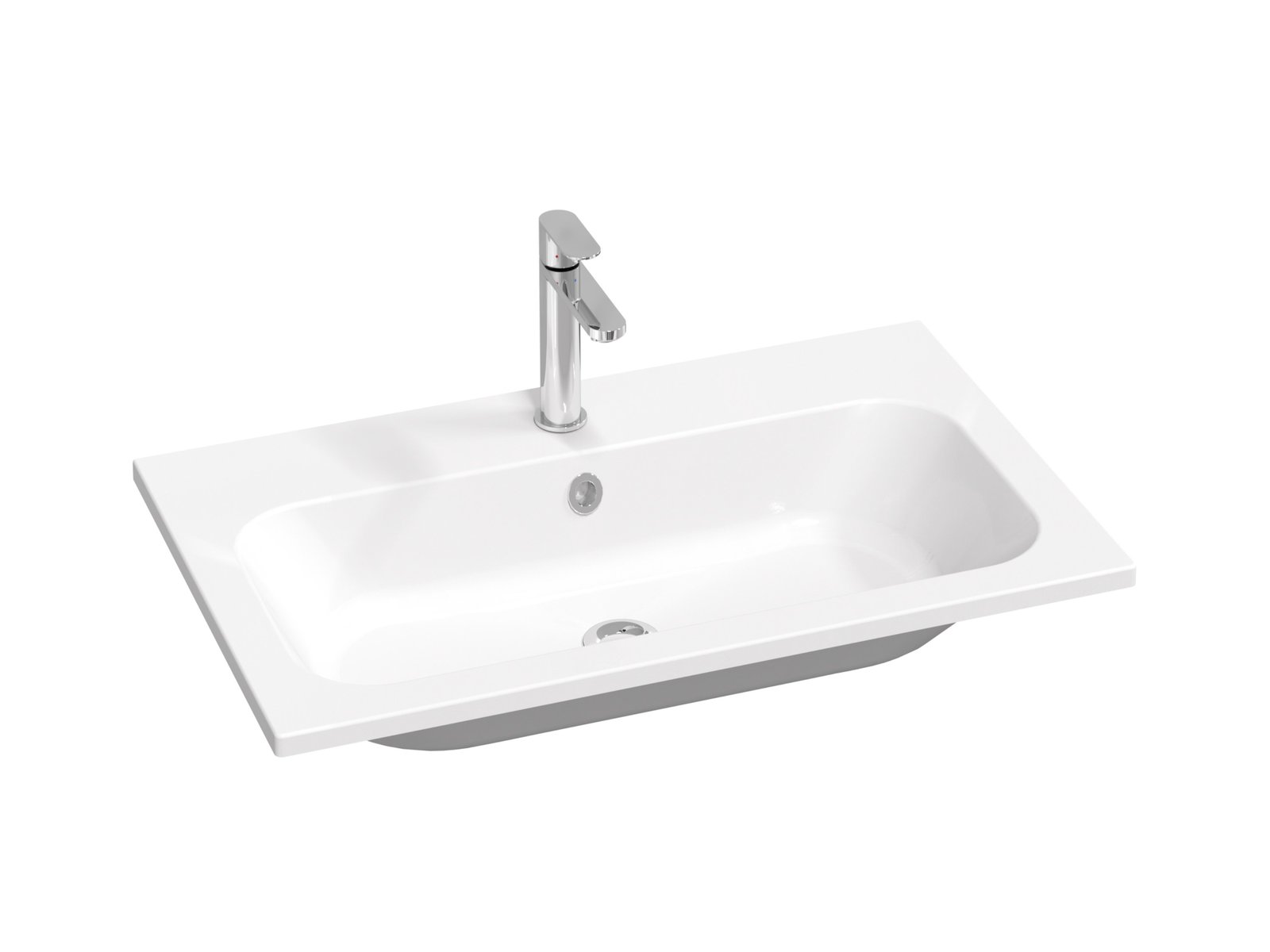 Ravak Chrome Waschbecken 80x49 cm rechteckig Möbel weiß XJG01180001