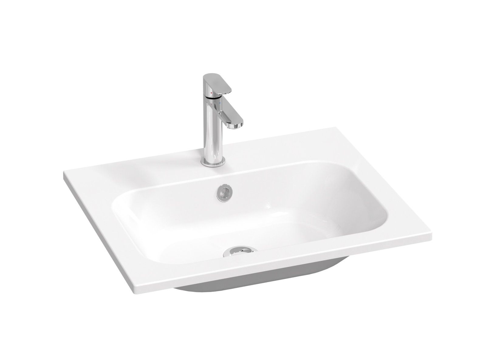 Ravak Chrome Waschbecken 60x49 cm rechteckig Möbel weiß XJG01160001