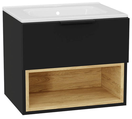 Set Schrankkorpus Excellent Tuto 2.0 MLEX.2171.600.BKBL, Waschbecken Excellent Pik CEEX.6517.600.WH, MLEX.2151.600.02.BK