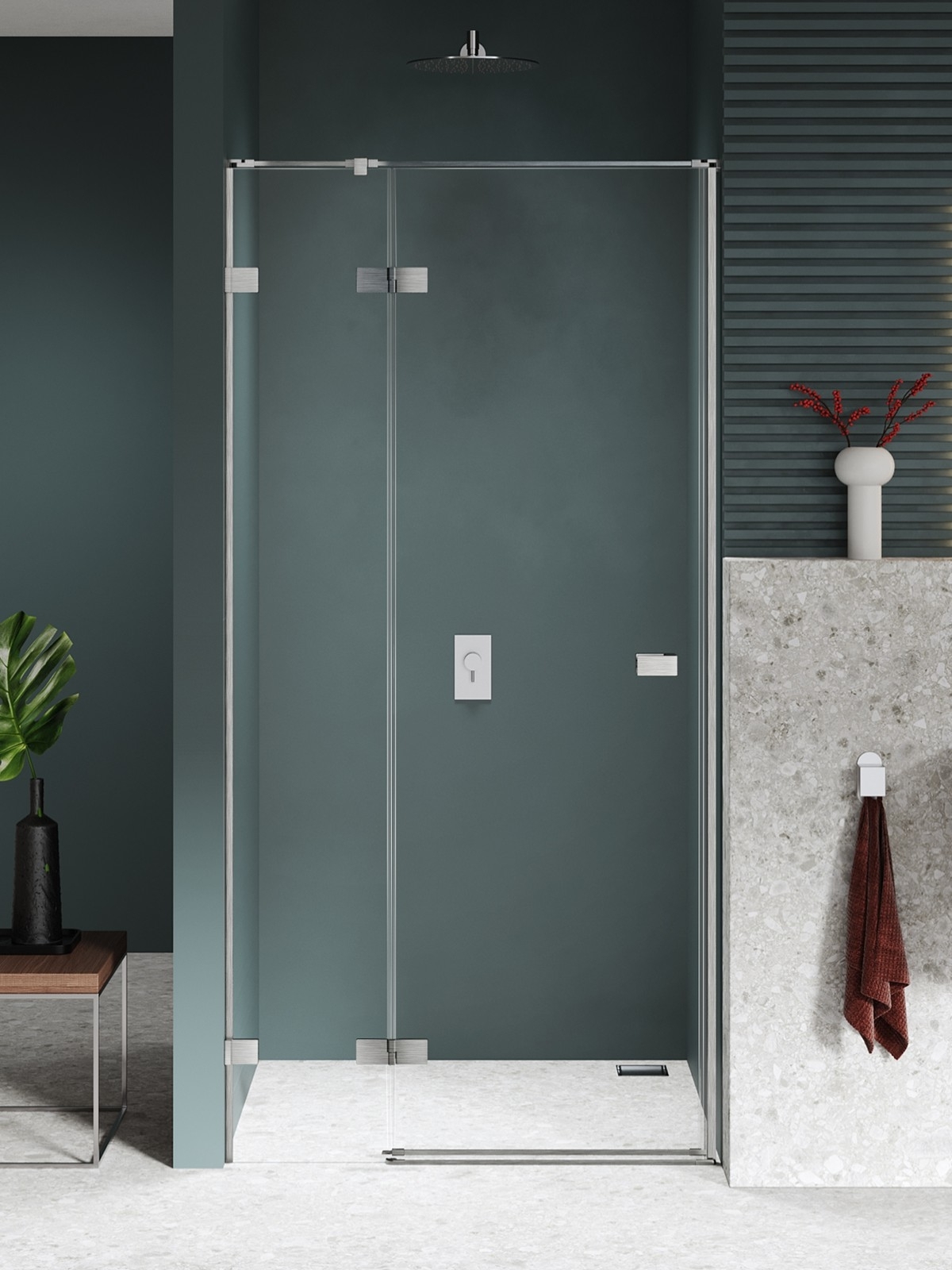 New Trendy Avexa Nickel Brushed Duschtüren 130 cm aufklappbar nickel gebürstet/durchsichtiges Glas EXK-8467