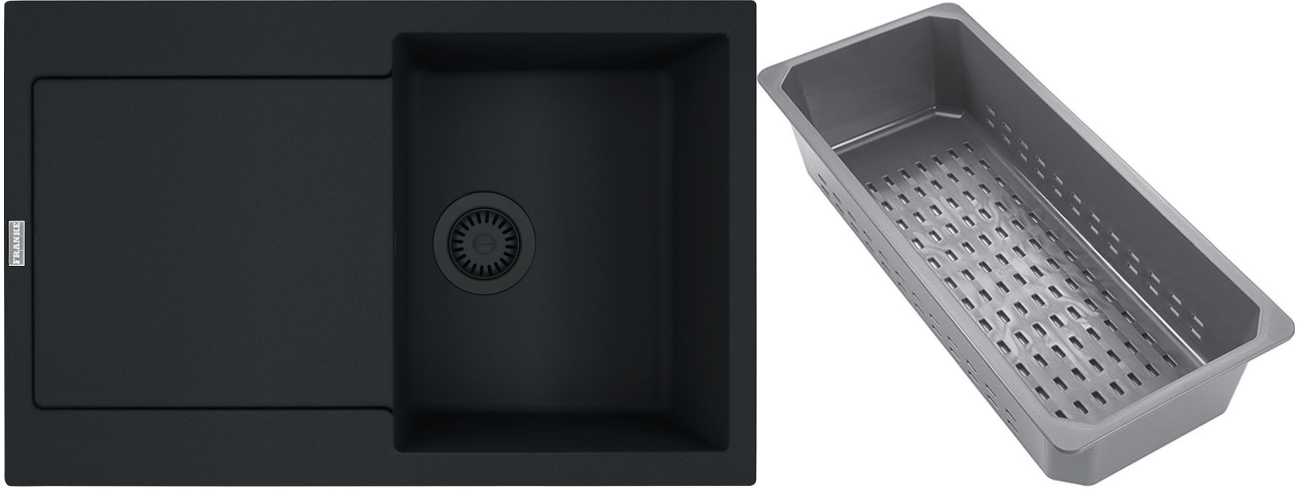 Franke Maris Granitspüle mit Abtropfeinsatz 78x50 cm schwarz 114.0743.091
