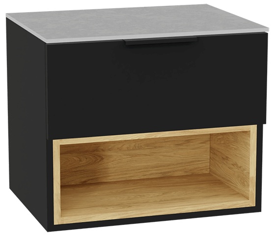 Set Schrankkorpus Excellent Tuto 2.0 MLEX.2171.600.BKBL, Naphtha-Arbeitsplatte Excellent Tuto 2.0 MLEX.2116.600.SJ, MLEX.2151.600.02.BK