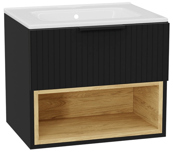 Set Schrankkorpus Excellent Tuto 2.0 MLEX.2171.600.BKBL, Waschbecken Excellent Pik CEEX.6517.600.WH, MLEX.2151.600.03.BK