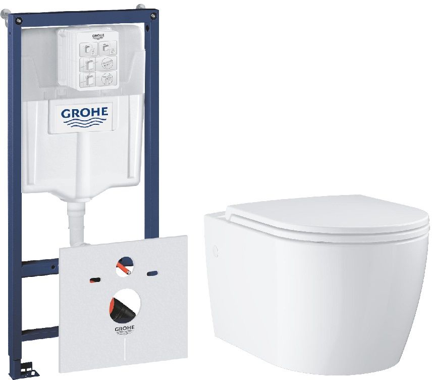 Set WC-Becken mit Absenkautomatik-Sitz Grohe Start 103848SH00, Unterputzrahmen Grohe Rapid SL 38539001