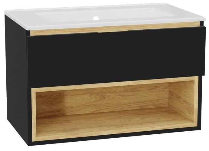 Set Schrankkorpus Excellent Tuto 2.0 MLEX.2171.800.BKBL, Waschbecken Excellent As CEEX.3617.800.WH, MLEX.2151.800.01.BK