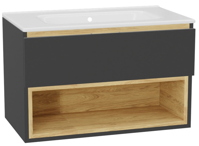 Set Schrankkorpus Excellent Tuto 2.0 MLEX.2171.800.GRBL, Waschbecken Excellent Pik CEEX.6517.800.WH, MLEX.2151.800.01.GR