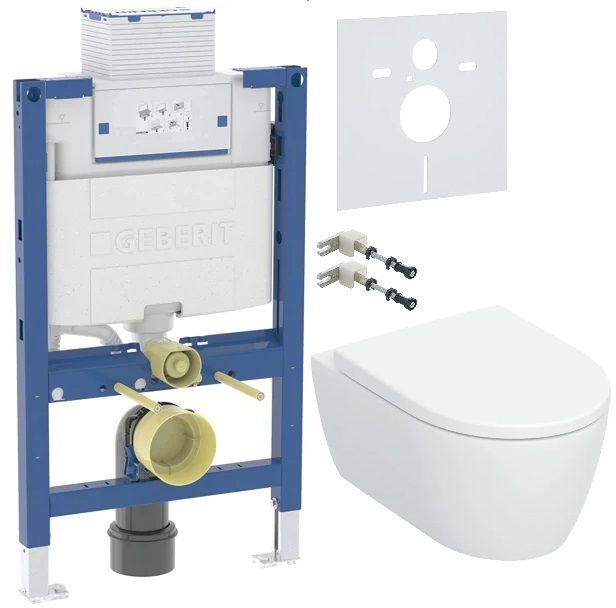 Set WC-Becken mit Absenkautomatik-Sitz Geberit iCon 503.046.00.1, Unterputzrahmen Geberit Duofix 111.003.00.2, 111.815.00.1, 156.050.00.1