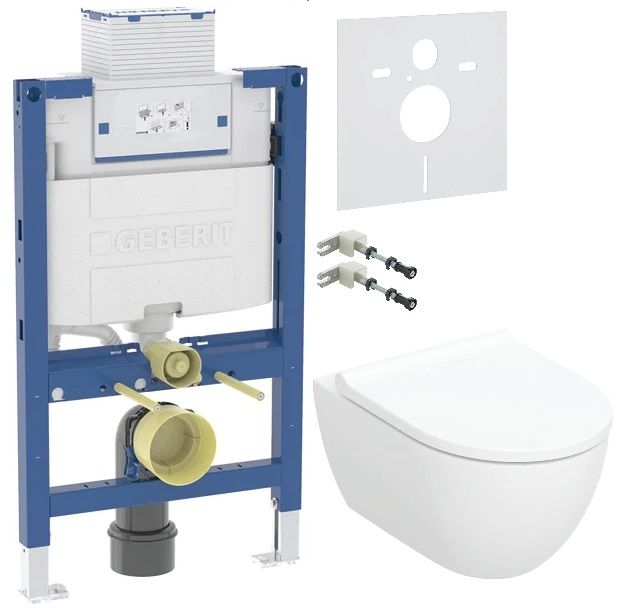 Set WC-Becken mit Absenkautomatik-Sitz Geberit Acanto 502.774.00.1, Unterputzrahmen Geberit Duofix 111.003.00.2, 111.815.00.1, 156.050.00.1