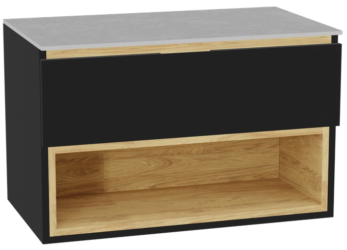 Set Schrankkorpus Excellent Tuto 2.0 MLEX.2171.800.BKBL, Naphtha-Arbeitsplatte Excellent Tuto 2.0 MLEX.2116.800.SJ, MLEX.2151.800.01.BK