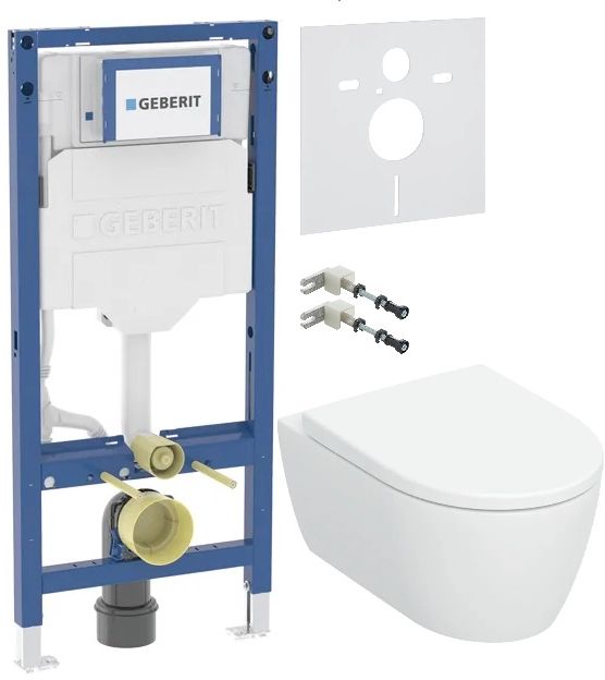 Set WC-Becken mit Absenkautomatik-Sitz Geberit iCon 503.046.00.1, Unterputzrahmen Geberit Duofix 111.320.00.6, 111.815.00.1, 156.050.00.1