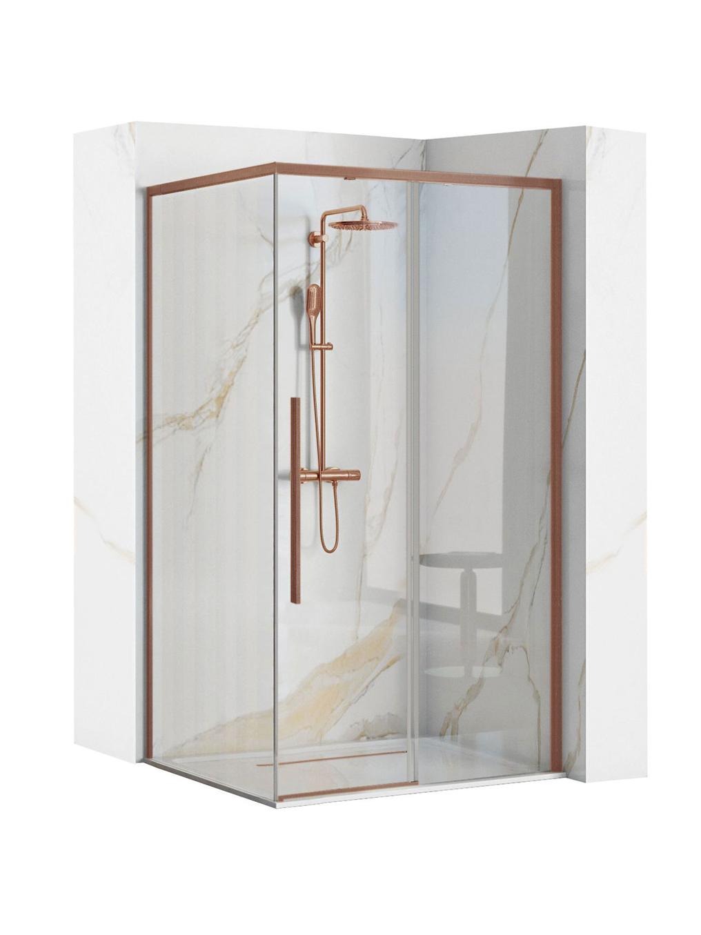 Rea Solar Brush Copper Dusche 90x90 cm quadratisch kupfer Matte/durchsichtiges Glas REA-K9512