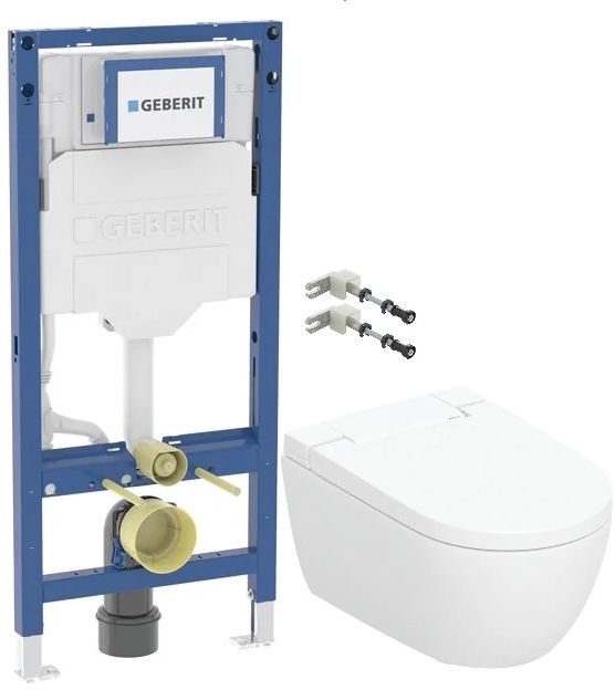 Set Dusch-WC Geberit AquaClean 146.350.01.1, Unterputzrahmen Geberit Duofix 111.320.00.6, 111.815.00.1