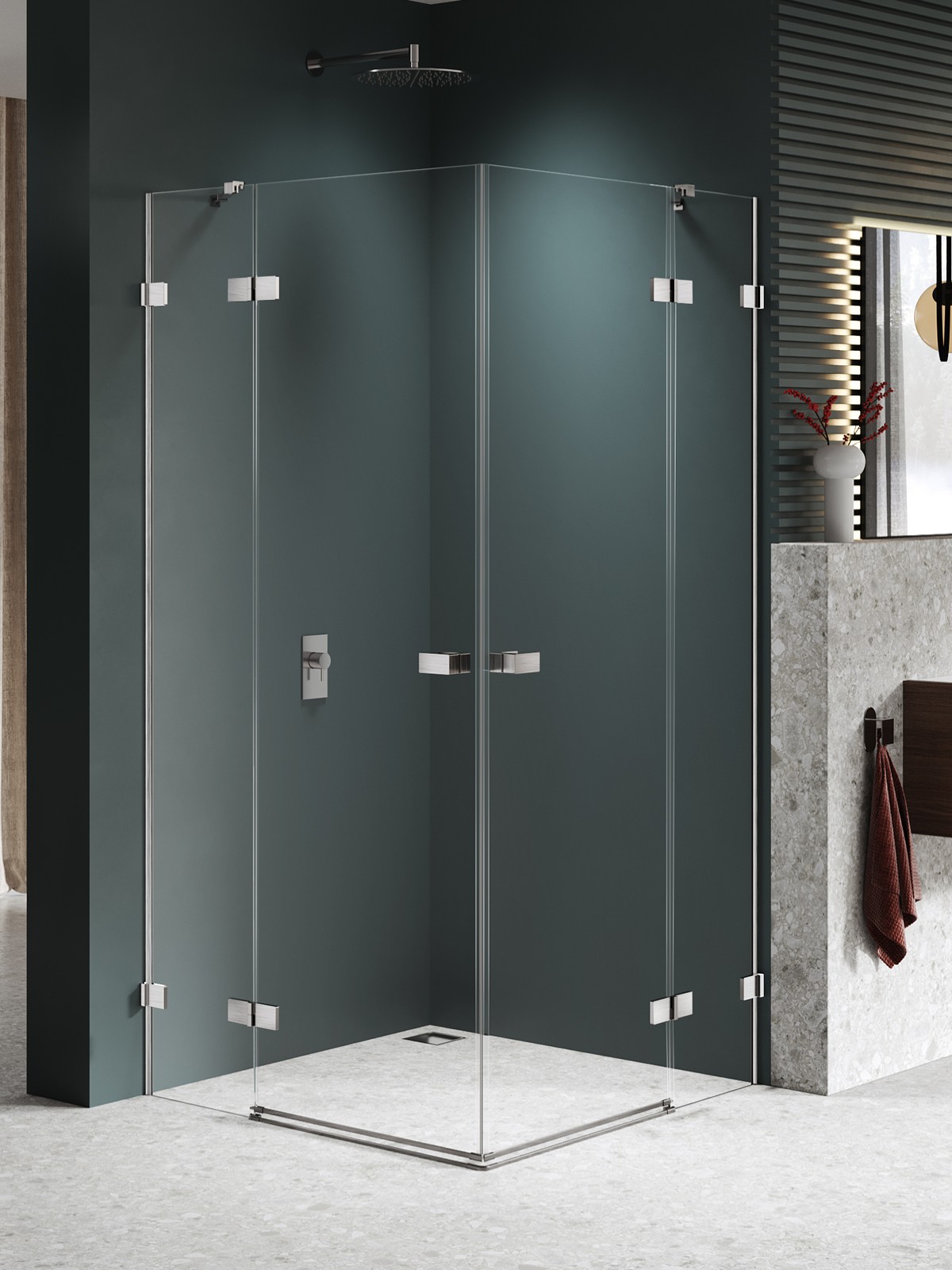 New Trendy Avexa Nickel Brushed Dusche 120x120 cm quadratisch nickel gebürstet/durchsichtiges Glas EXK-8555