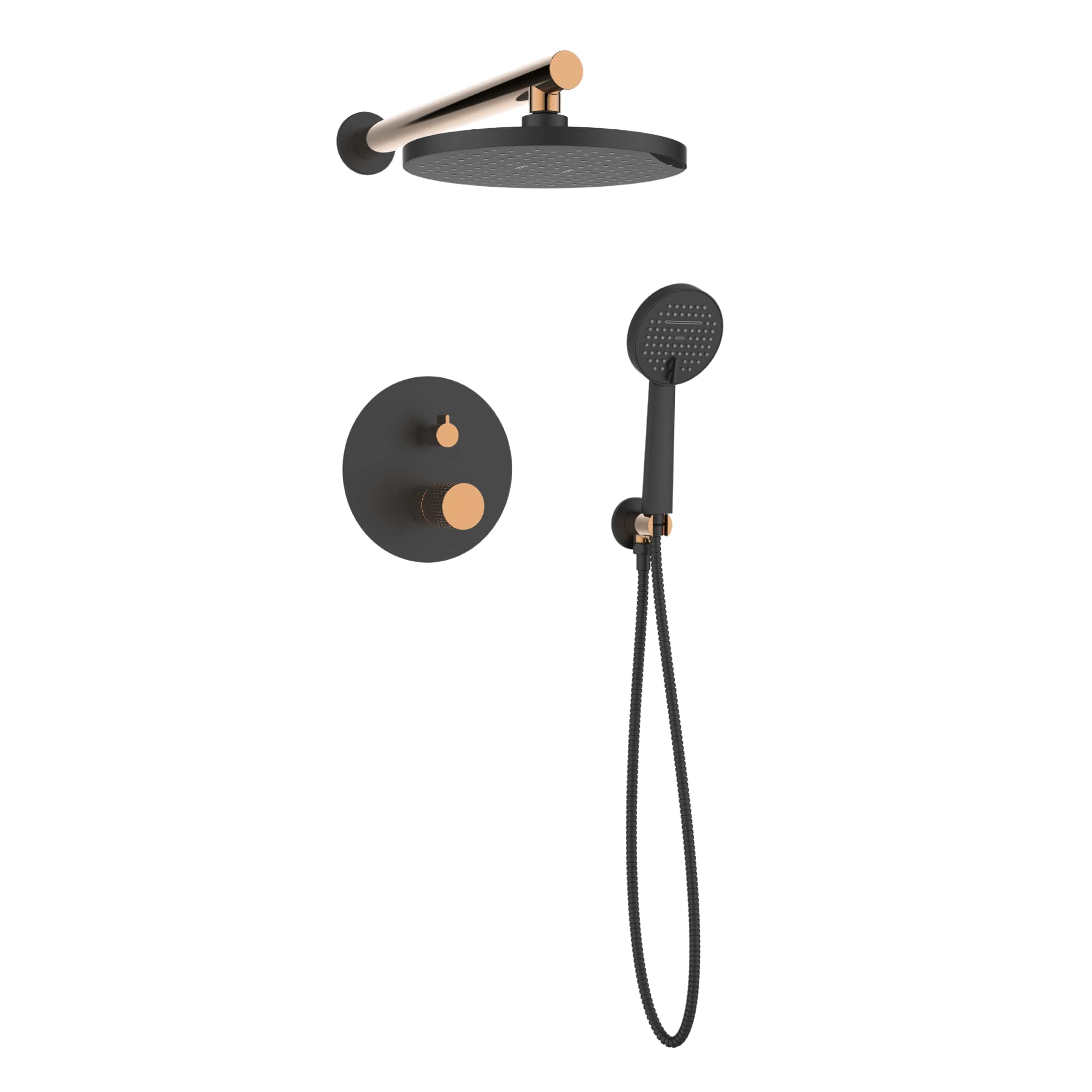 Invena Moonlight Duschset Unterputz mit Regenbrause schwarz BS-77-014