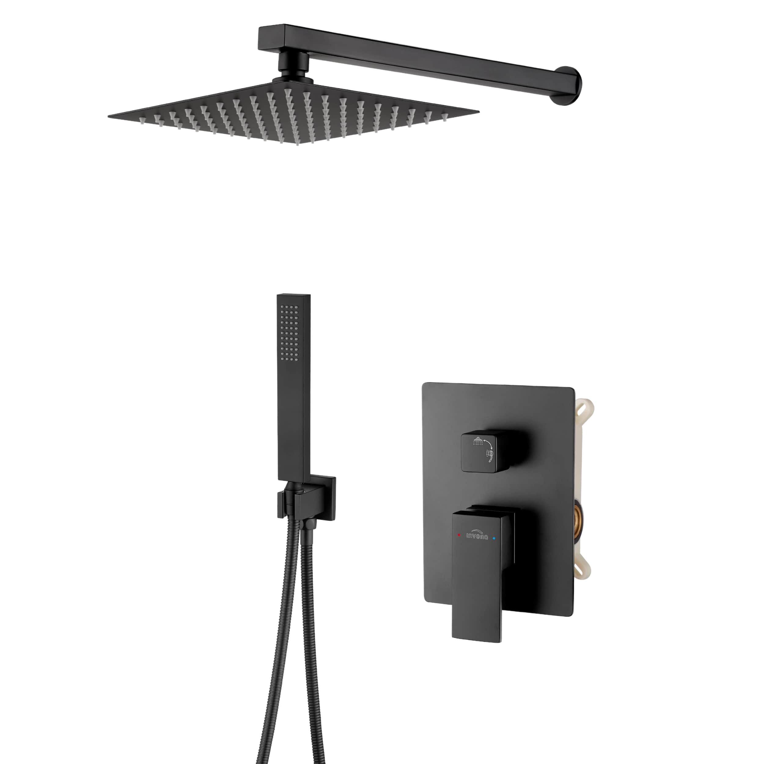 Invena Paros Duschset Unterputz mit Regenbrause schwarz BS-09-004