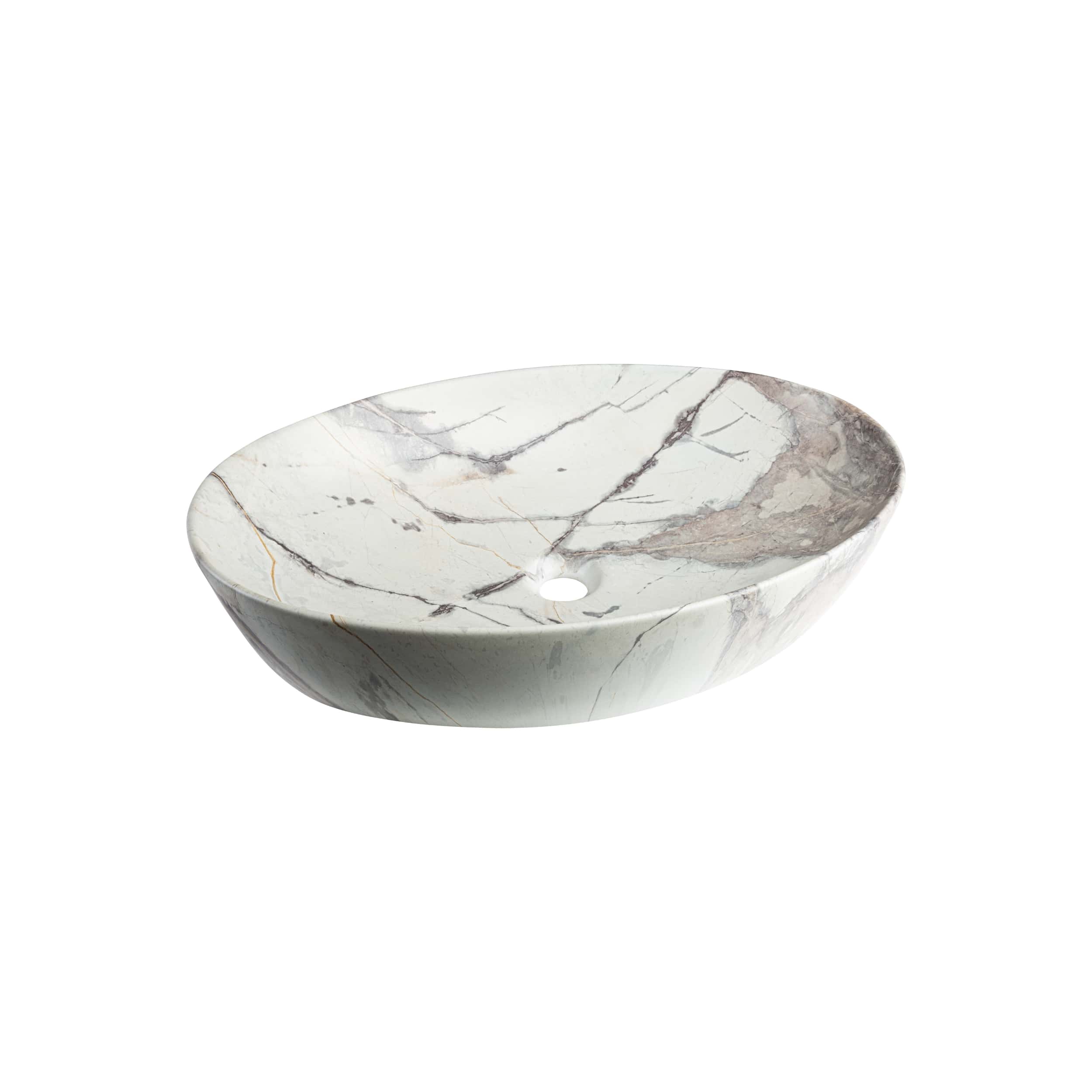 Invena Kafe Waschbecken 62x42 cm oval Aufsatzwaschbecken braun/beige CE-62-721